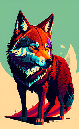 Illustration of a wolf. Vector illustration of a wild animal.の写真素材