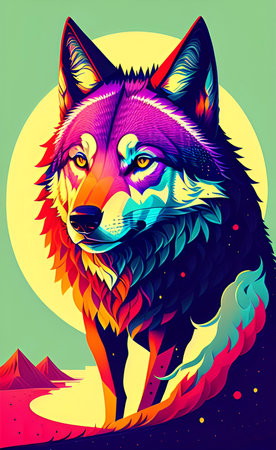 Vector illustration of a wolf on the background of the full moon.の写真素材