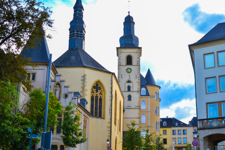 Saint Michael's Church (Ãglise Saint-Michel) in old town of Luxembourg City, Luxembourg, Europeの写真素材