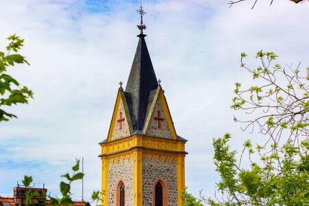 Tower of Parish Church in Hluboka nad Vltavou, Czech Republicの写真素材