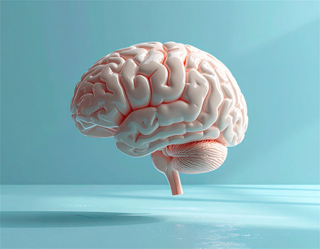 Translucent Glass Shell Enclosing a pink ceramic Human Brain Conceptual Symbol of Fragile Intelligenceの素材