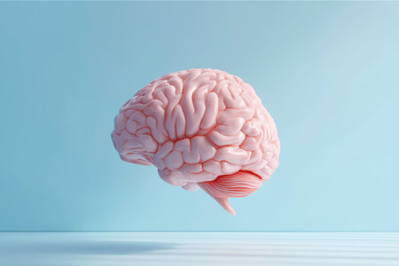 Translucent Glass Shell Enclosing a pink ceramic Human Brain Conceptual Symbol of Fragile Intelligenceの素材