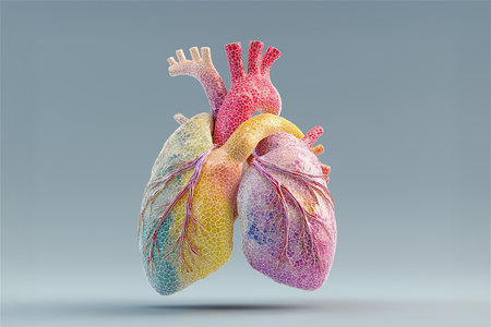 A three-dimensional artistic representation of human lungs in pastel tones with intricate vascular structures. This surreal medical artwork highlights the beauty of biologyの素材