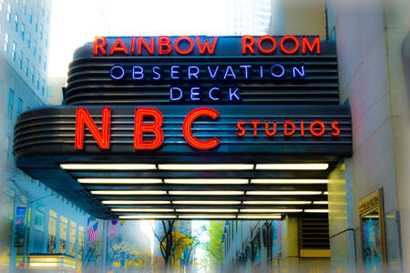 New York City, USA - November 2016: Street Level entrance to the iconic Rainbow Room observation deck at NBC Studiosのeditorial素材