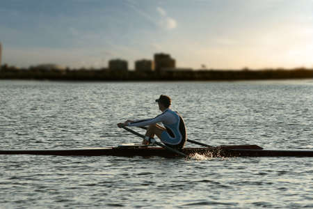 Rowing aloneの写真素材
