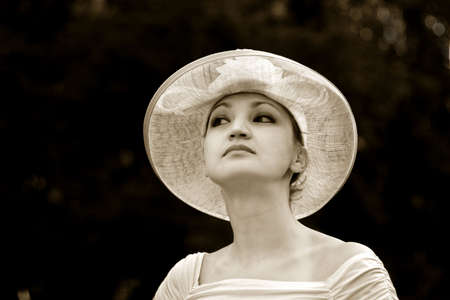 Woman in a straw hat