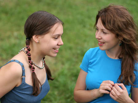 Happy friends outdoorsの写真素材