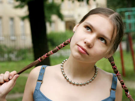 Teenage girl with braids