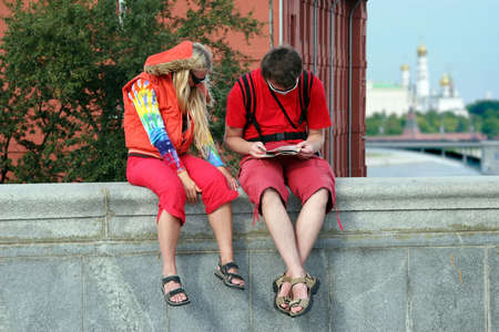 Tourists in Moscowの写真素材