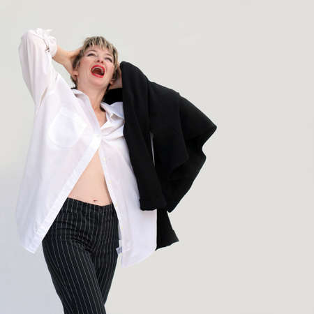 Happy screaming businesswoman