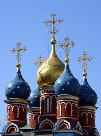 Domes of a 15th century church in downtown Moscowの写真素材