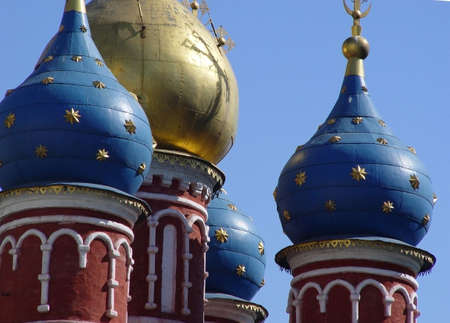 Domes of a 15th century church in downtown Moscowの写真素材