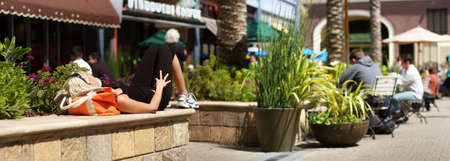 Summer street life panoramaの写真素材