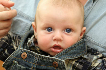 Close-up portrait of a cute baby boy