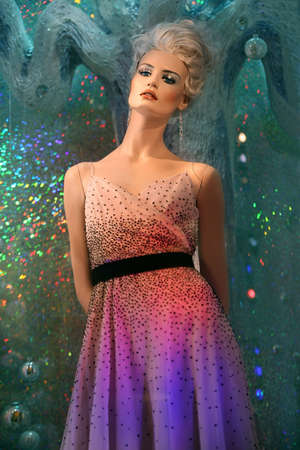 Mannequin in the window set up with a winter themeの写真素材