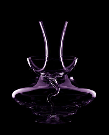 Still life in purple with carafe and wine glassの写真素材