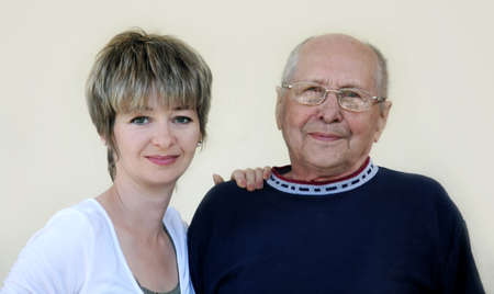 Young pretty woman and her grandfather 