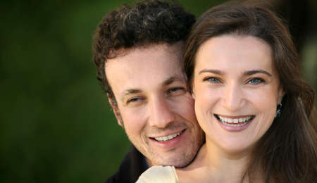 A sweet couple enjoying life outdoorsの写真素材