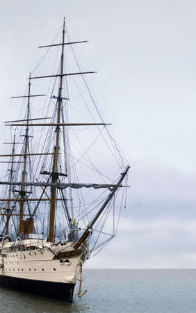 The vintage sailing ship in the oceanの写真素材