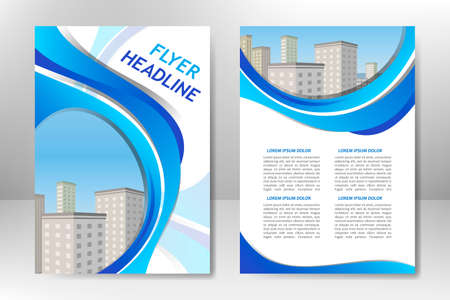 Blue vector template design for business brochure, flyer, poster, booklet, presentation, annual report, magazine cover, team educational training. A4のイラスト素材