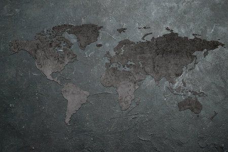 world map on cement wall texture background for website or mobile devicesの写真素材
