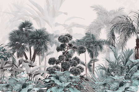 Tropical plants in the garden. 3D illustration. Vintage style.の写真素材