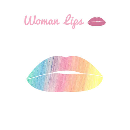 Vector lips logo or icon in eps by color pencilsのイラスト素材
