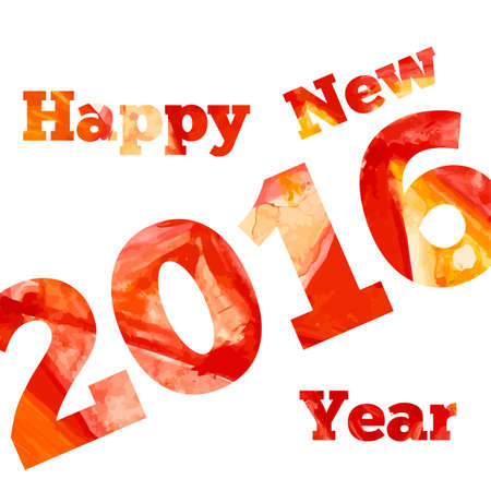 Vector 2016 with aquarelle effect. Happy new year!のイラスト素材