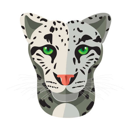 Wild cat, irbis, leopard, snow bars in vectorのイラスト素材
