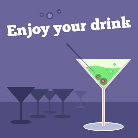 poster, banner with goblet of martini and olivesのイラスト素材