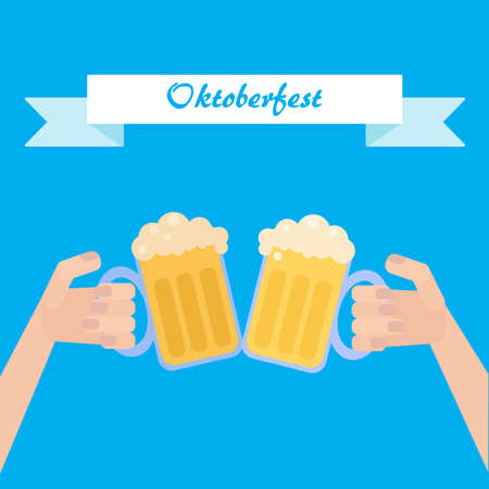Octoberfest poster wth beer in hand. Vectorのイラスト素材