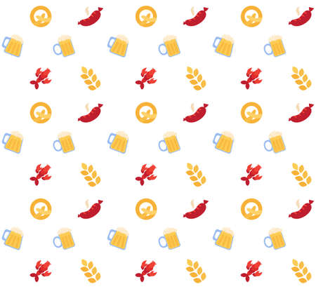 Oktoberfest seamless pattern. Food and drink. Beer festival. Vectorのイラスト素材