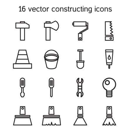 Constructing and building icons set. Repair symbols. Vectorのイラスト素材