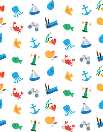 Isolated marine and fishing seamless pattern. Vectorのイラスト素材