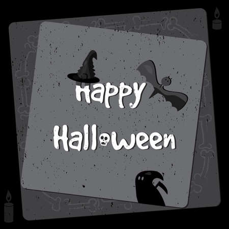 Halloween poster, bright banner and greeting card in grunge style. Vectorのイラスト素材