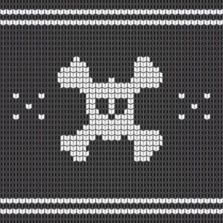 Knitted skull with bones, sweater and scarf for halloween and christmas. Vectorのイラスト素材