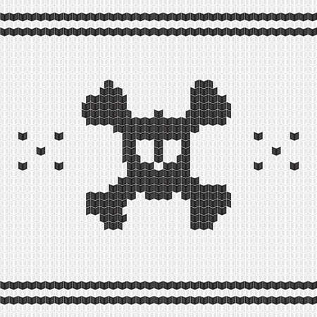 Knitted skull with bones, sweater and scarf for halloween and christmas. Vectorのイラスト素材