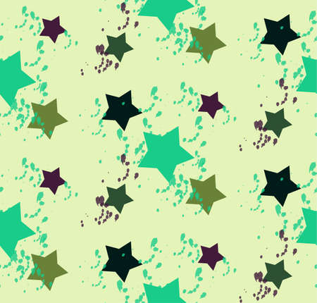 Grunge colorful holiday abstract geometric seamless pattern with stars. Vectorのイラスト素材