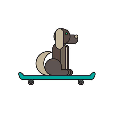 Dog sitting on a skateboard. Vet symbol. Delivery icon. Vectorのイラスト素材