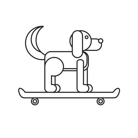 Dog sitting on a skateboard. Vet symbol. Delivery icon. Vectorのイラスト素材