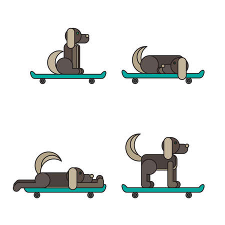 Dog sitting on a skateboard. Vet symbol. Delivery icon. Vectorのイラスト素材