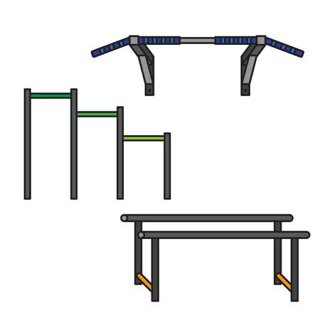 Sports equipment for street workout and pull-up bar. Vectorのイラスト素材