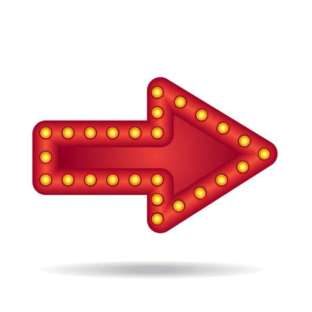 Electronic lucent arrow with light lamps. Bar or holiday pointer. Vectorのイラスト素材