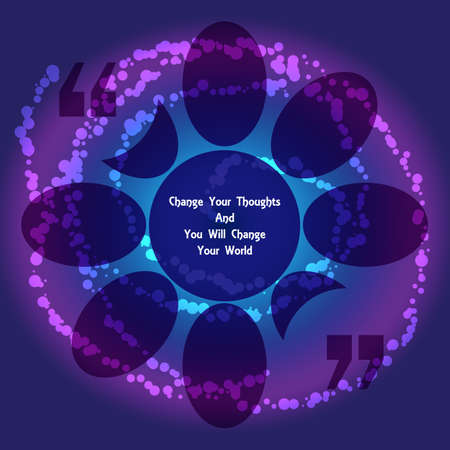 Nature and ecology template of square quote text bubble  in form of flower. Motivation quote. Change Your Thoughts And You Will Change Your World. Vectorのイラスト素材