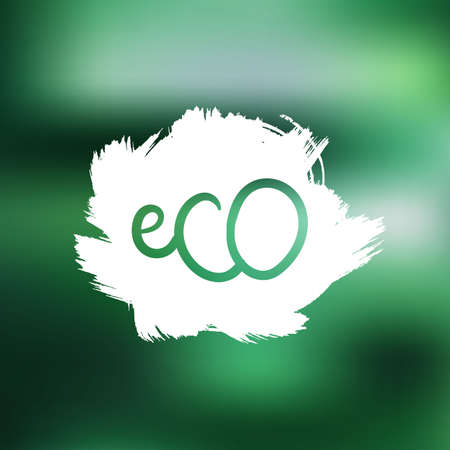 Hand drawn ecology and 100 percents natural lettering. Isolated grunge sticker or nature icon of quality for banner, web, card, print. Eco design. Vectorのイラスト素材