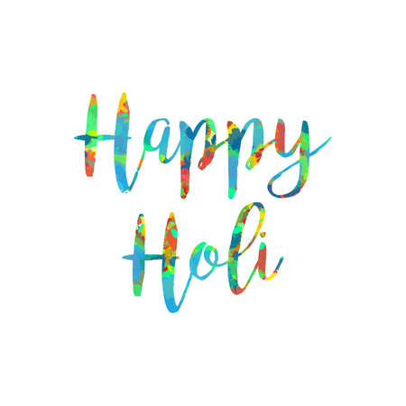 Indian Festival of Colours design for banner, print, poster and card. Happy Holi celebration calligraphy. Vectorのイラスト素材