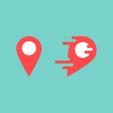 Liquid Red Pointer for Map. Fast Delivery or the Shortest Route Symbol. Navigation and search of place design. Vectorのイラスト素材