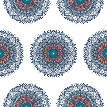 Hand drawn Mandala Seamless Pattern. Arabic, indian, turkish and ottoman culture decoration style....