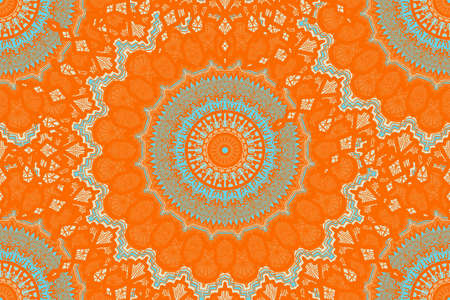 Hand drawn Gold Mandala Seamless Pattern. Arabic, indian, turkish and ottoman culture decoration style. Ethnic ornamental background. Magic vintage template of greeting, print, cloth, tattoo. Vectorのイラスト素材