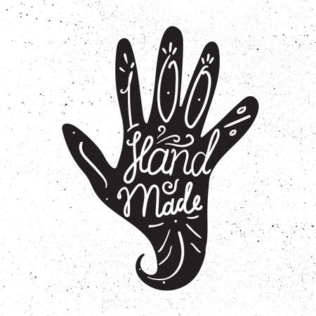 Badge template with 100% handmade product symbol. Vintage sticker with text 100 % hand made. 100 Percents Hand Made Design Element, Label, Insignia, Tag, Emblem. Vectorのイラスト素材